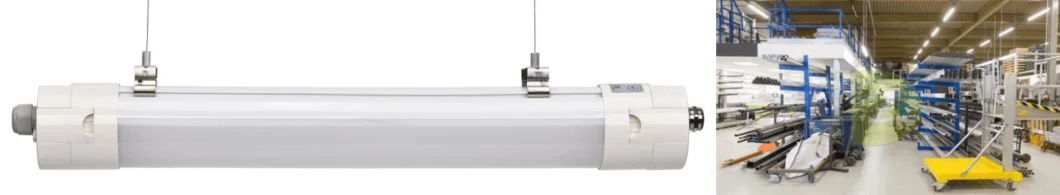 LED Batten Light 25W 40W 60W Emergency LED Batten Triproof Light Fitting 220-240V Suspended Ceiling Mounted Linkable Weather Proof LED Vapor Tight Light